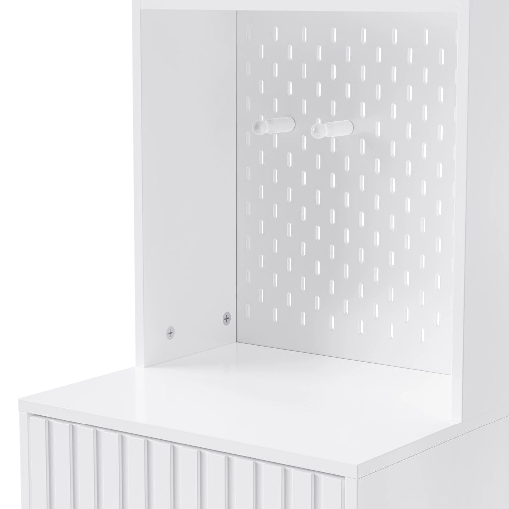 Mobile d'Ingresso con Panca Imbottita; 4 Ganci; Armadio; Pannello Forato e 2 Cassetti; in MDF; 100??35??180 cm; Bianco