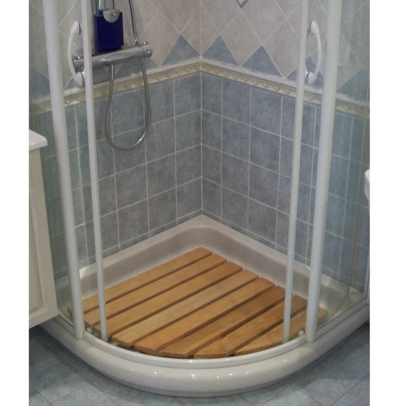 Pedana doccia lato 63 cm in legno per piatto doccia angolare lato 80