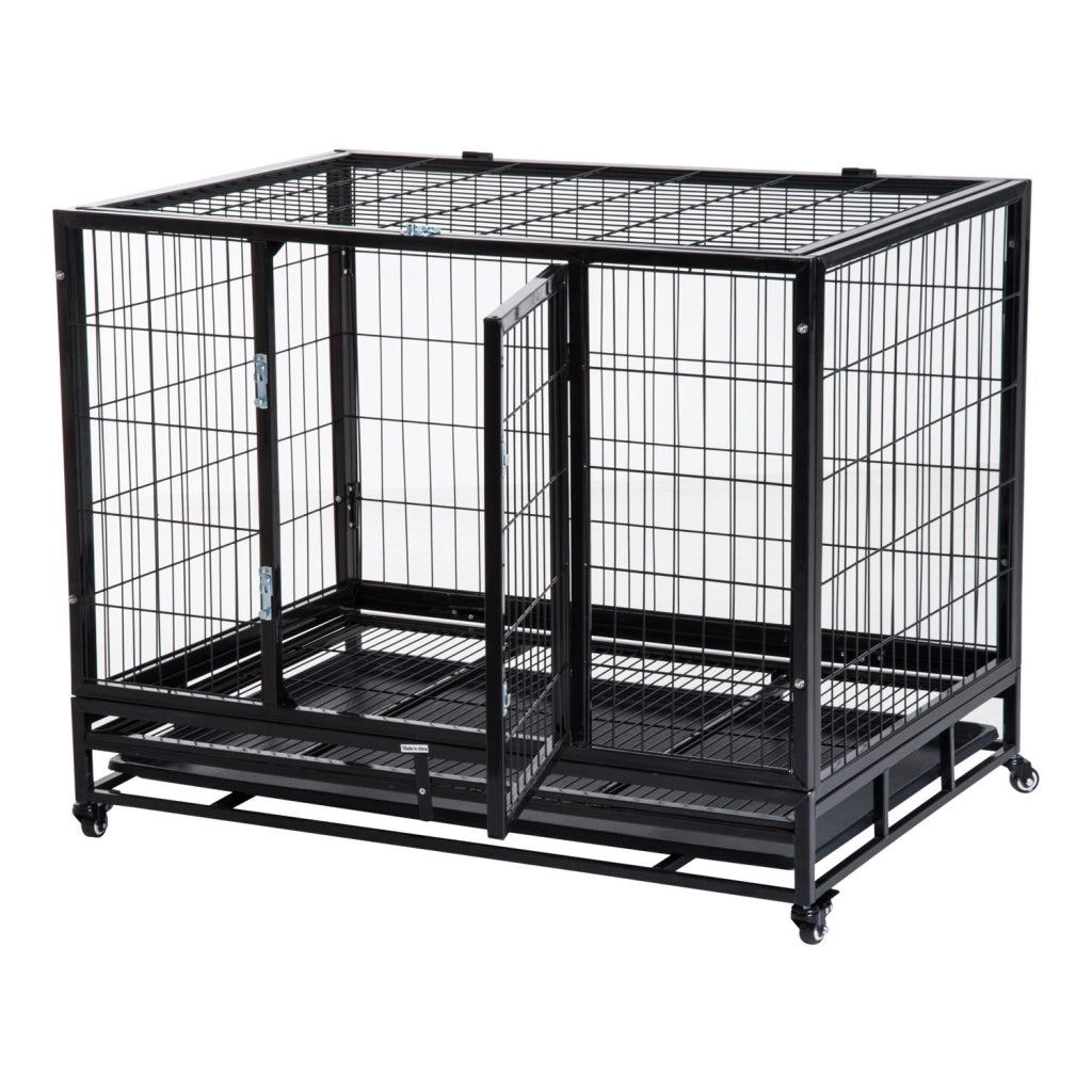 EasyComfort Gabbia Box per Cani Cuccioli da Interno Esterno con Rotelle 92×62×75cm