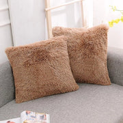 Set di 2 coprisacco 45 x 45 cm in pelle di coniglio artificiale marrone coprisacco coprimatrimonio cuscino morbido cuscino soffice cuscino per divano