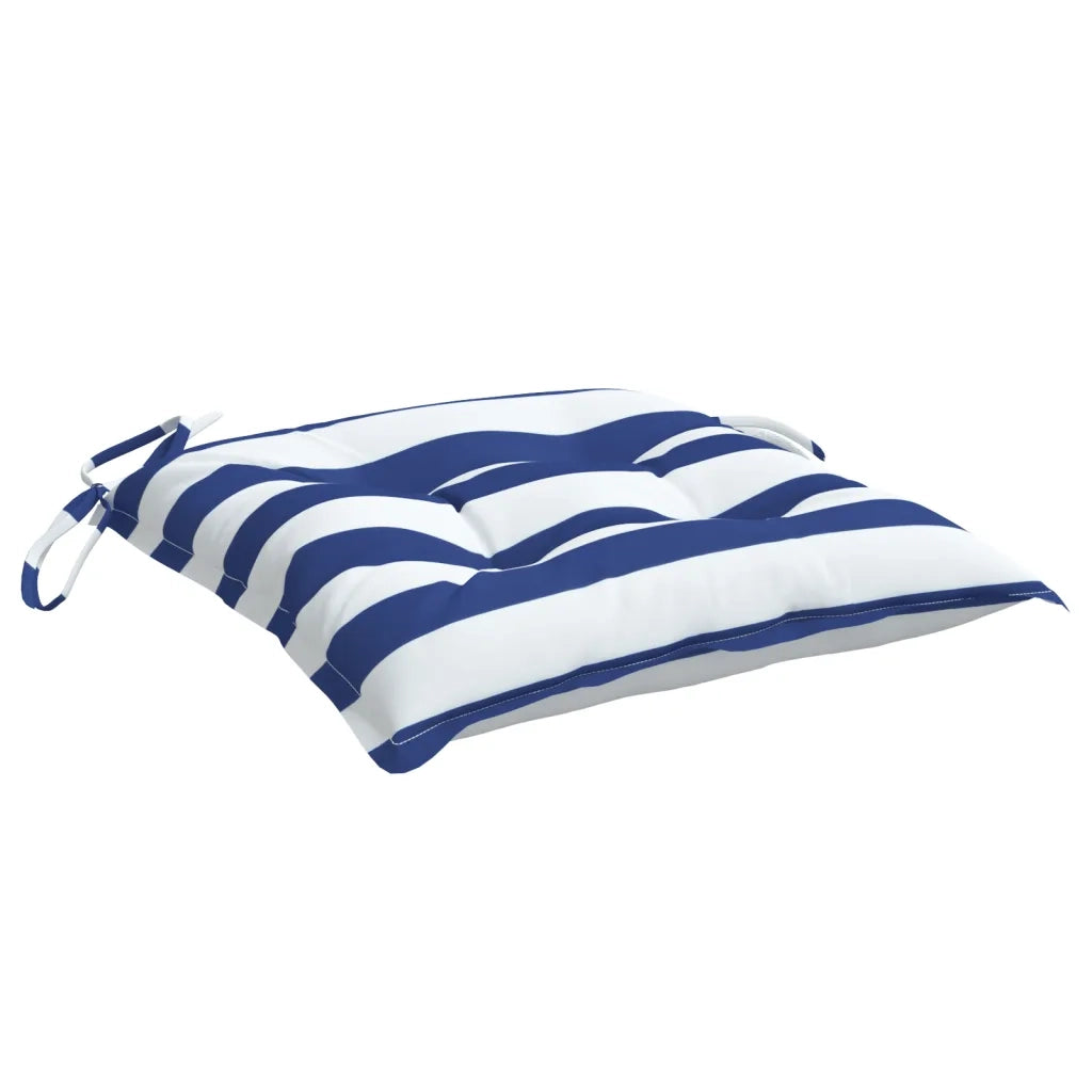 Cuscini per Sedia 2pz Strisce Bianche e Blu 40x40x7 cm Tessuto 361486
