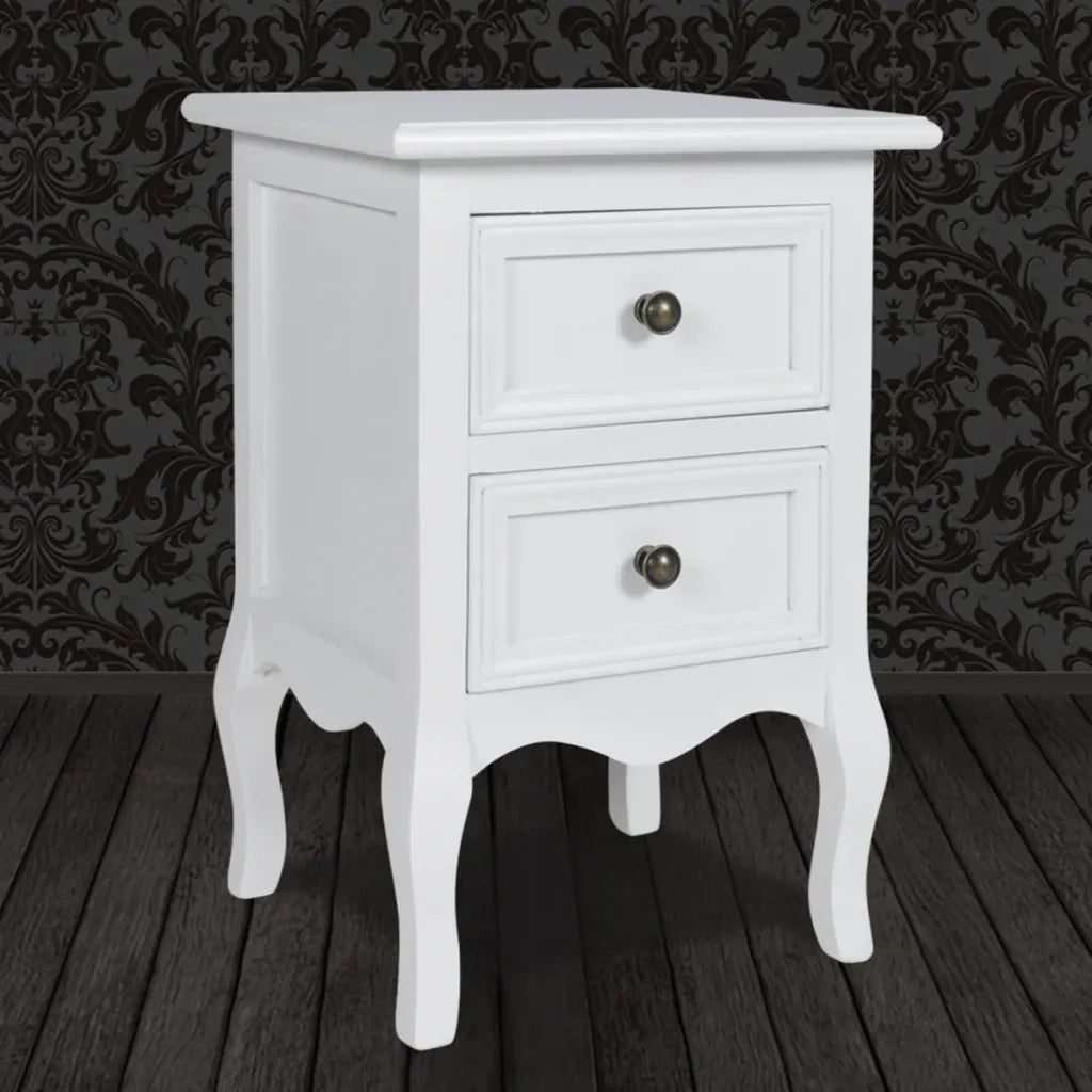 Comodino con 2 Cassetti in MDF Bianco  cod mxl 50936
