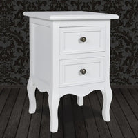 Comodino con 2 Cassetti in MDF Bianco  cod mxl 50936