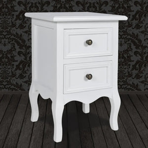Comodino con 2 Cassetti in MDF Bianco  cod mxl 50936
