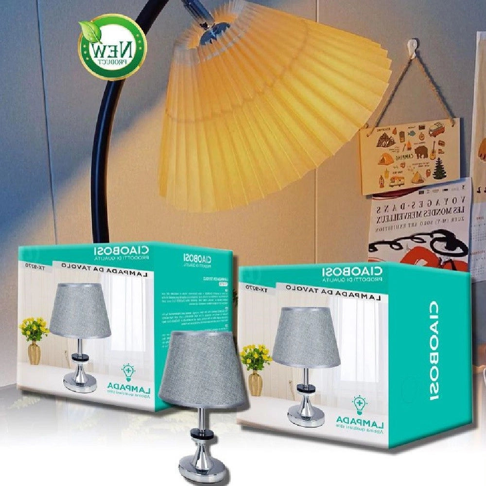 Trade Shop - Lume Lampada Da Tavolo Abat Jour Comodino Comò Arredo Camera Casa Luce Tx-9770 -