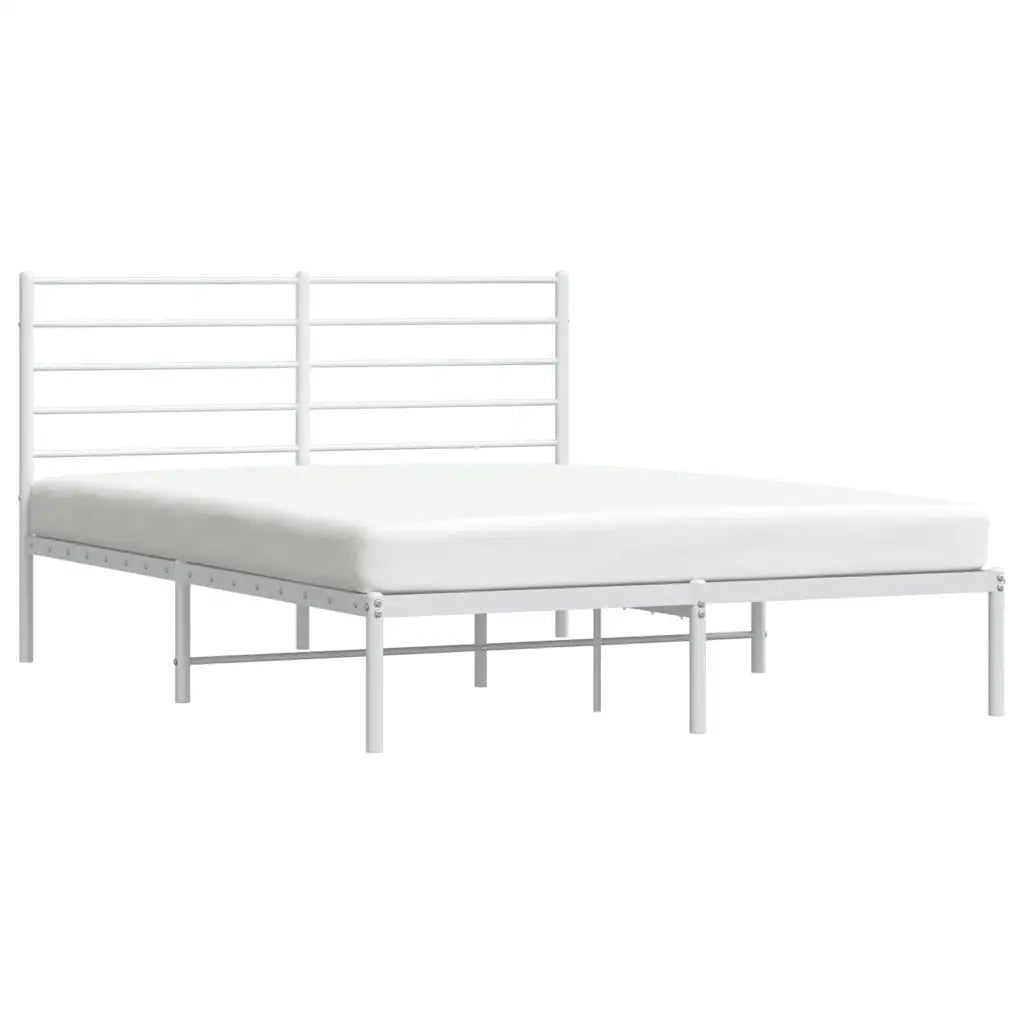 Letto matrimoniale | Letto per adulti | Giroletto con Testiera in Metallo Bianco 120x200 cm