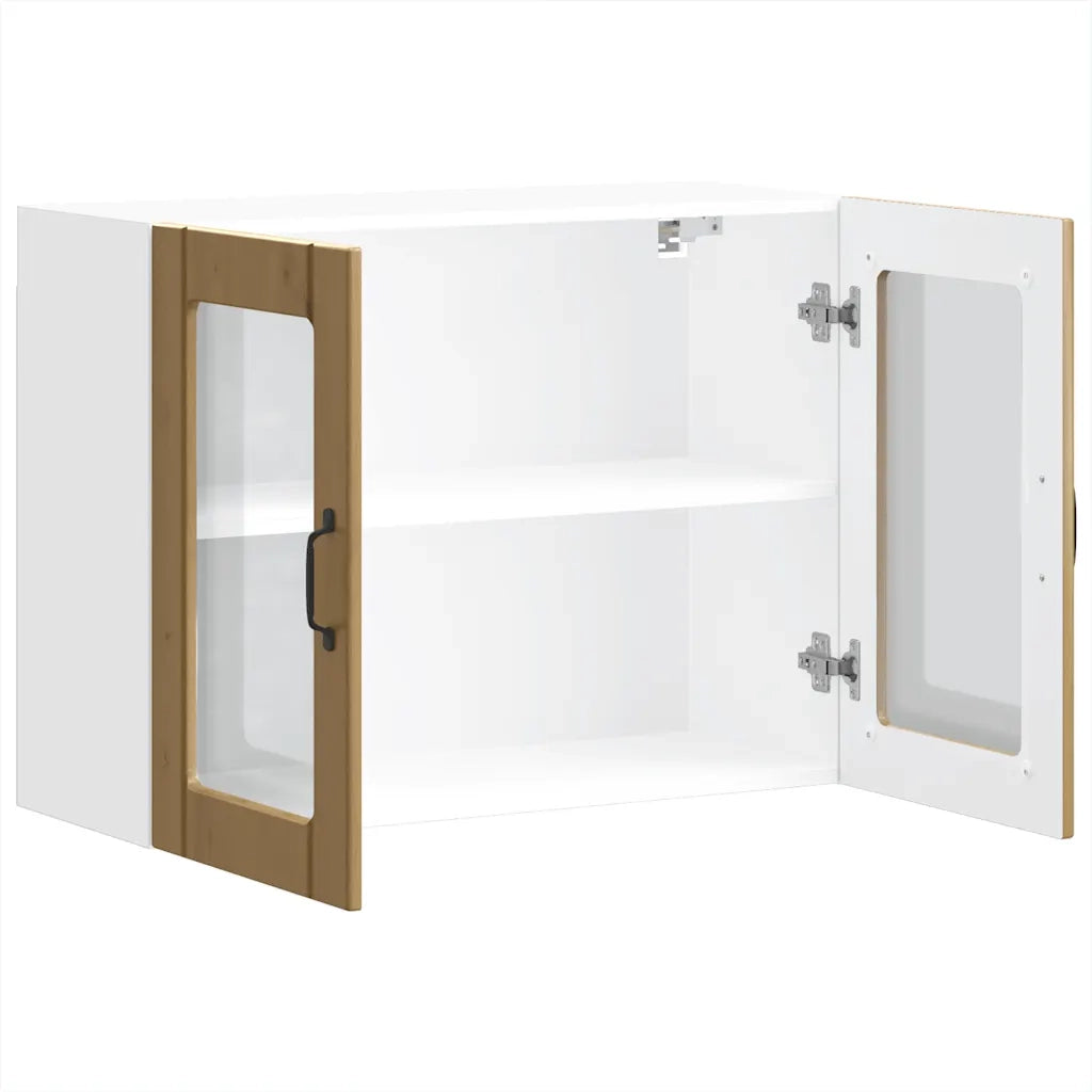 vidaXL Pensile da Cucina con Porta in Vetro Lucca Rovere Artigianale