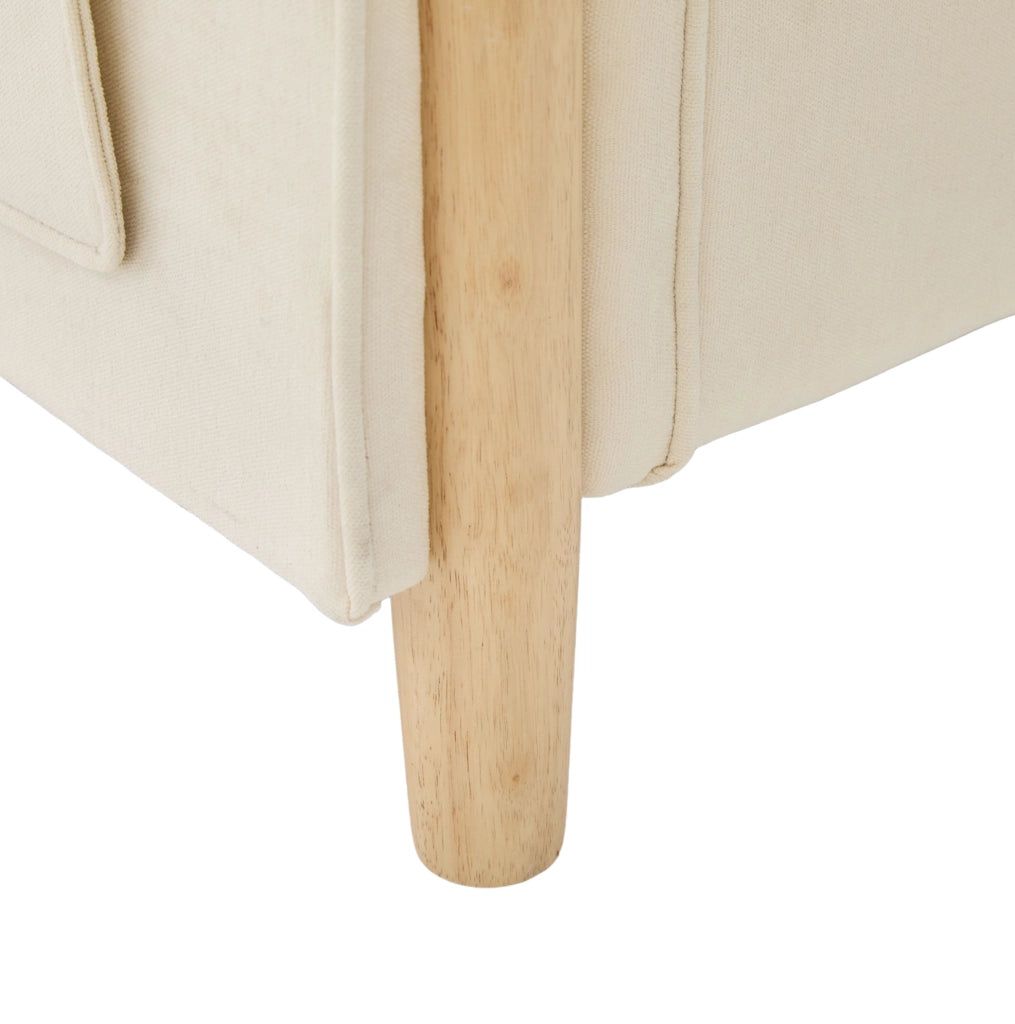Divano modulare 4 posti con 2 pouf contenitore in chenille beige; 261 x 77 x 86 cm