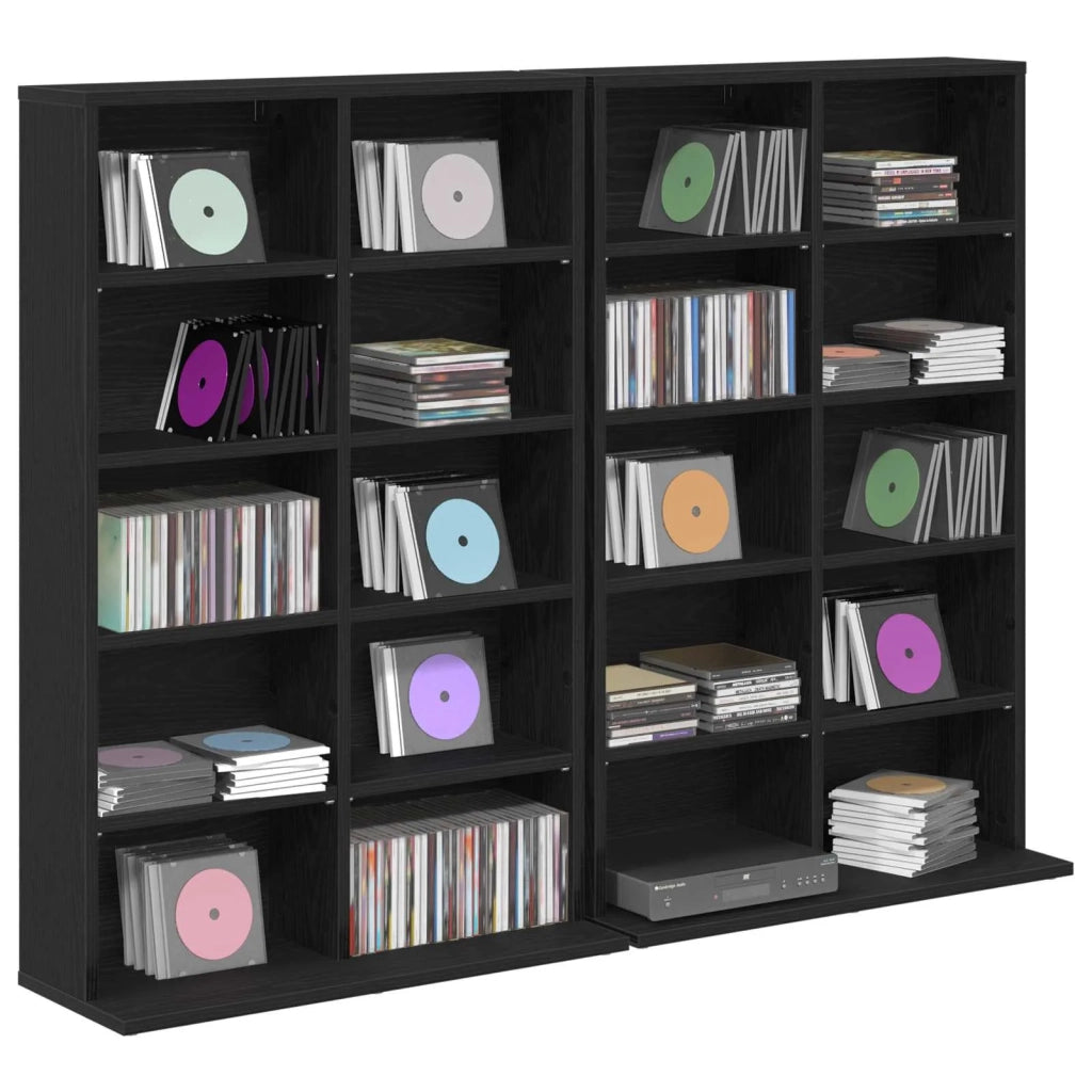 Mobile per CD 2 pz Rovere Nero 65 x 23,5 x 97,5 cm 8012677