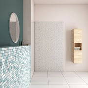 90x210 cm Pannello Doccia Realizzato in Alluminio Spessore 3mm con Profili Finitura Grigio Cemento per Rivestimento Parete Bagno