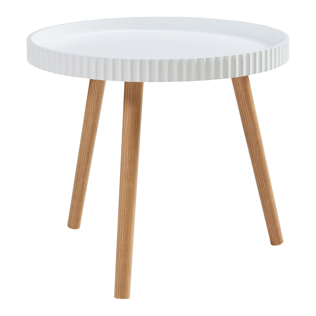 Tavolino Basso Bongard a Piano Rotondo Ø50 x 45 cm -  Bianco [en.casa]
