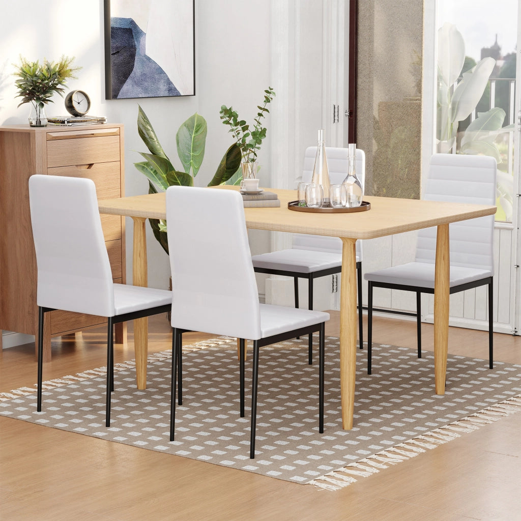 Set 4 Sedie Imbottite da Pranzo ¨C Zephmum ¨C Bianco, Metallo, Tessuto