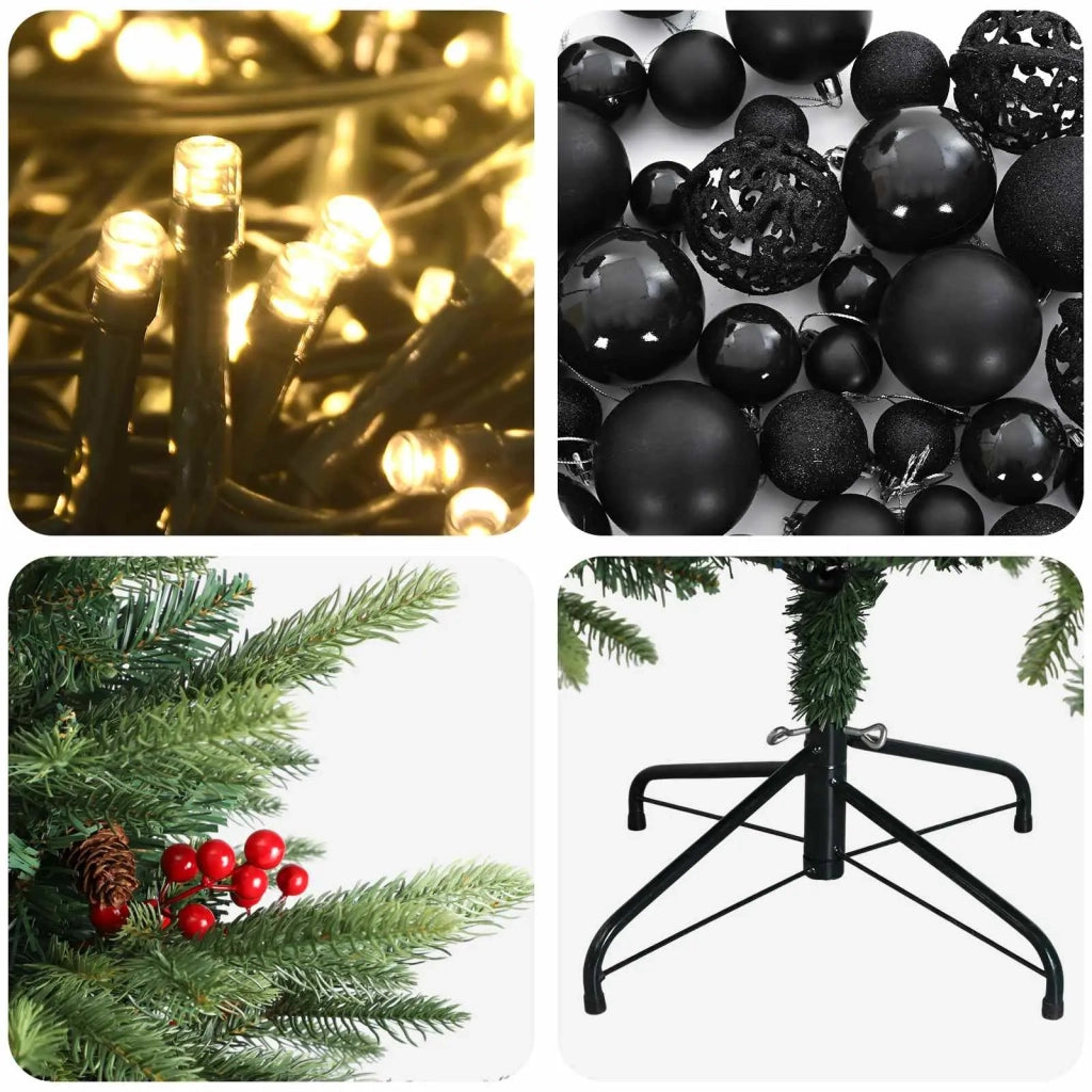 Albero di Natale artificiale con palline 120 cm 150 LED 3465581