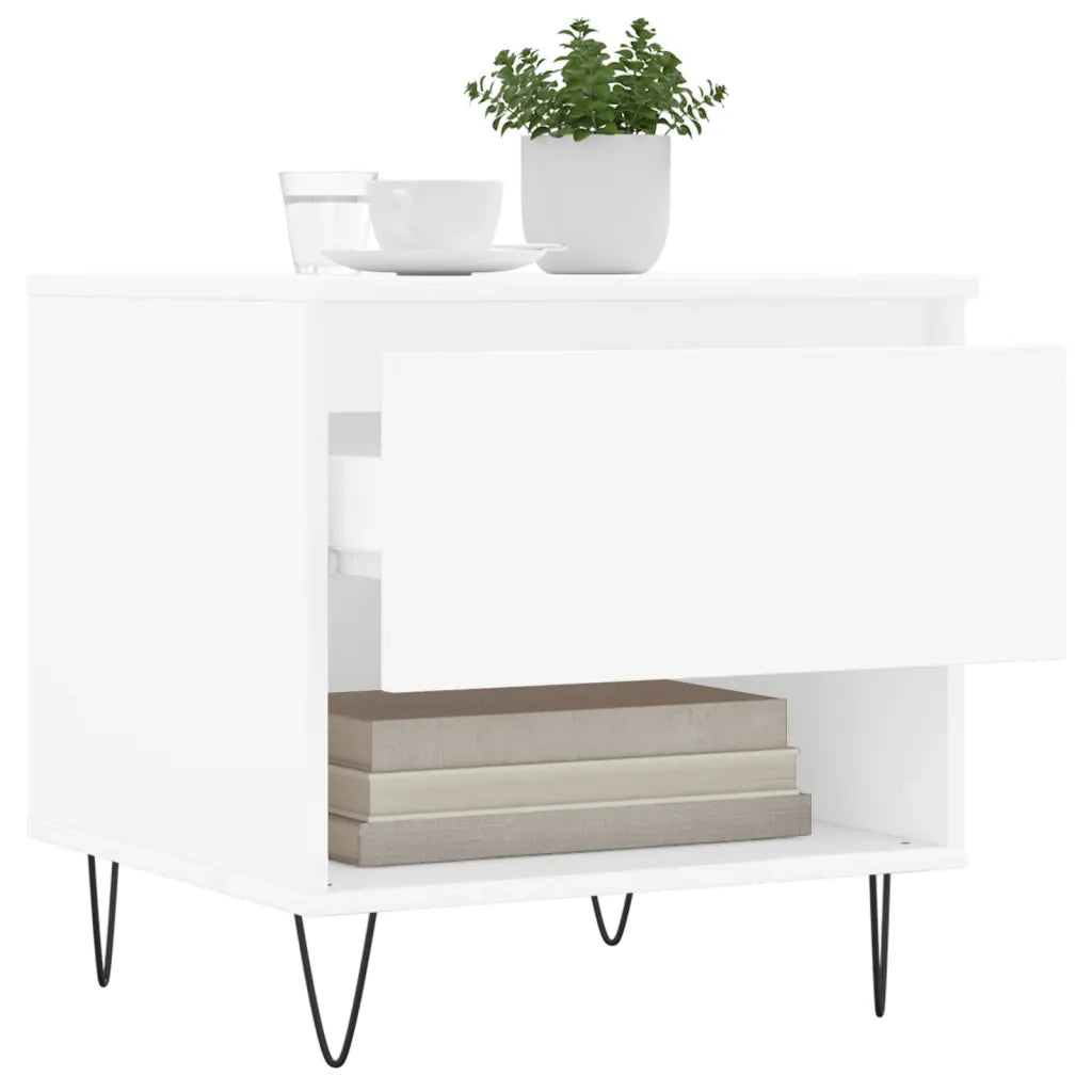 Tavolini Salotto 2 pz Bianchi 50x46x50 cm in Legno Multistrato 830909