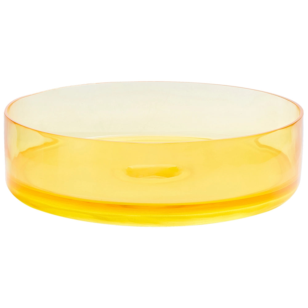 Lavandino da appoggio Giallo Superficie solida 360 mm Lavandino da bagno rotondo semitrasparente