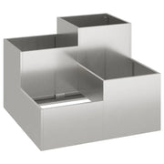 Fioriera rettangolare moderna da giardino 80 x 80 x 60 cm con fondo aperto in acciaio inox argento 02_0052071