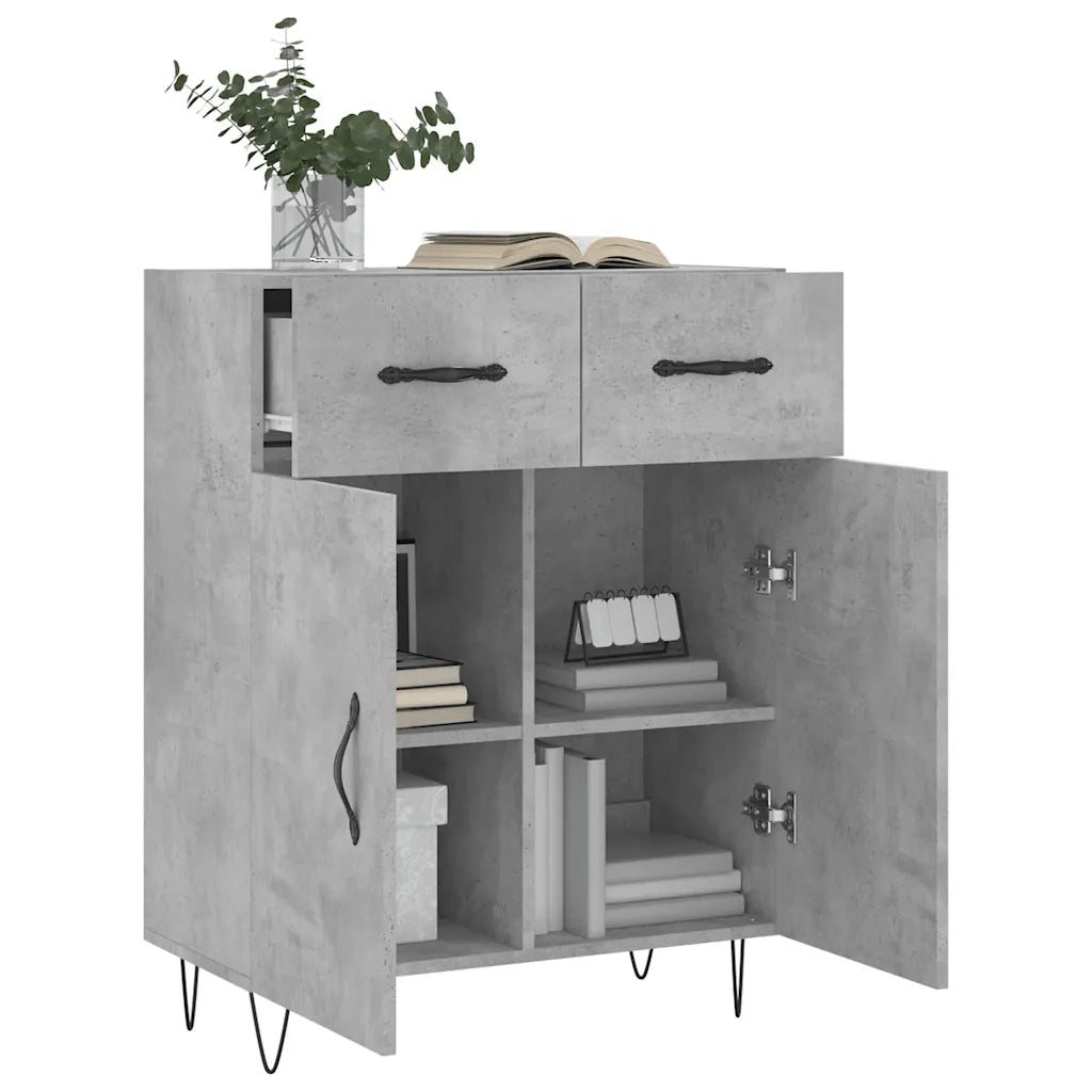 Credenza Grigio Cemento 69,5x34x90 cm in Legno Multistrato 827976