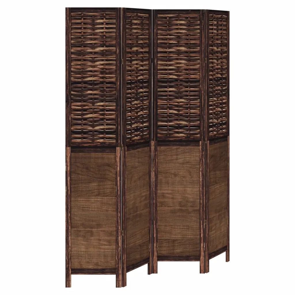 Divisorio Ambienti | Divider per stanze | Paravento 4 Pannelli Marrone Scuro Massello Paulownia