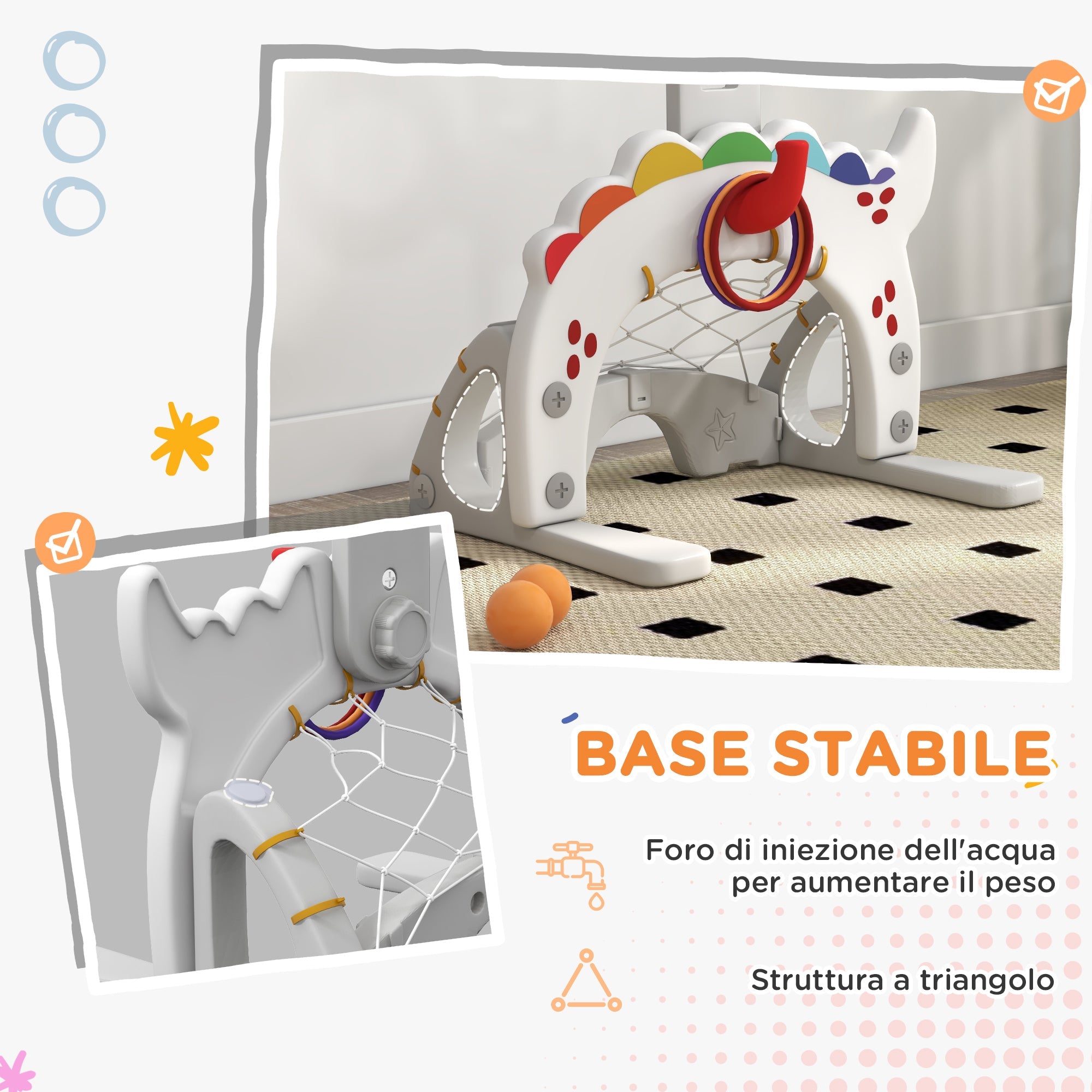 Canestro Basket per Bambini Regolabile 5 in 1 Porta da Calcio e Golf Azzurro