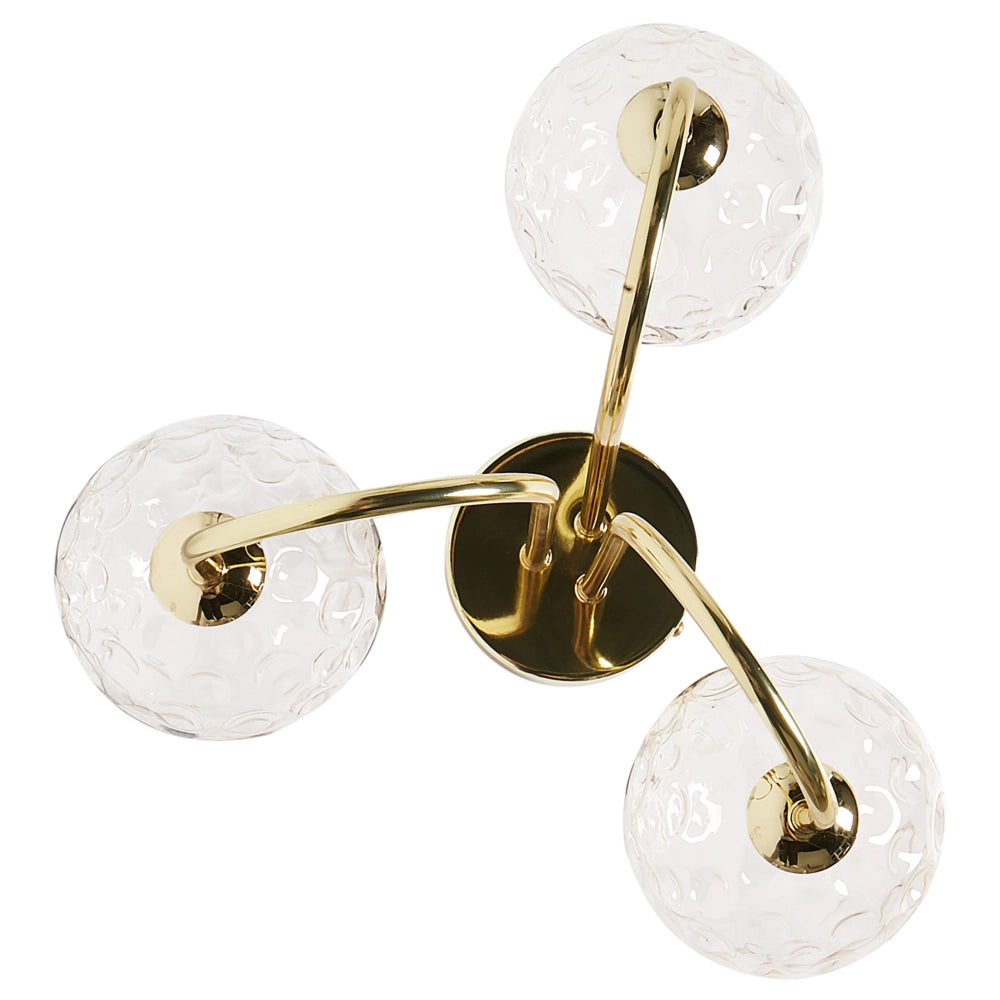 Plafoniera in vetro a 3 luci in metallo con paralumi rotondi pendente beige e oro  stile Industriale