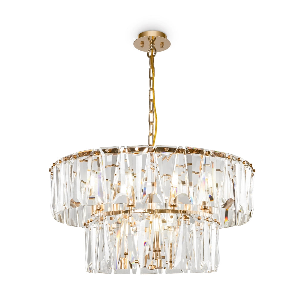 Maytoni Lampadario contemporaneo Puntes 12 luci E14 oro metallo cristalli
