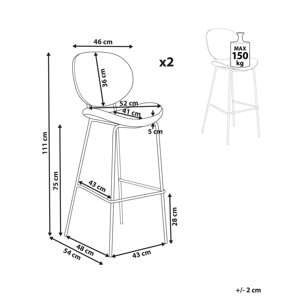 Set di 2 sedie in ecopelle marrone dorato con Gambe in ferro Senza Braccioli Design contemporaneo e retrò Sedute per la sala da pranzo