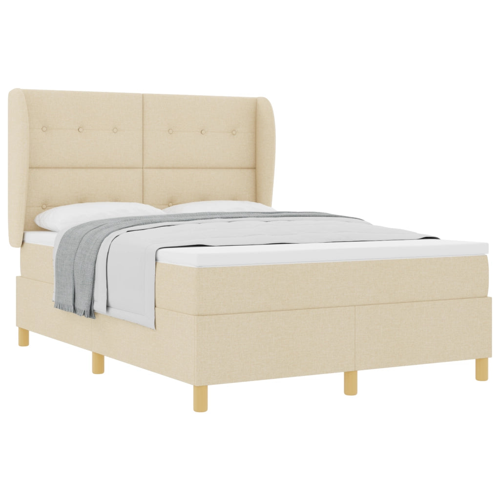 Letto Box Spring con Materasso Crema 140x190 cm Tessuto