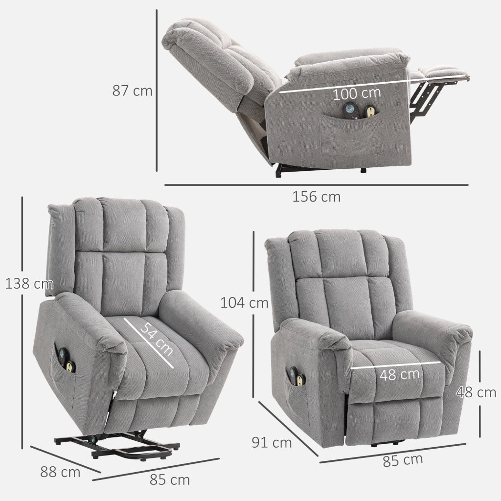 Poltrona elettrica reclinabile con massaggio e riscaldamento ¨C zephmum ¨C grigio scuro