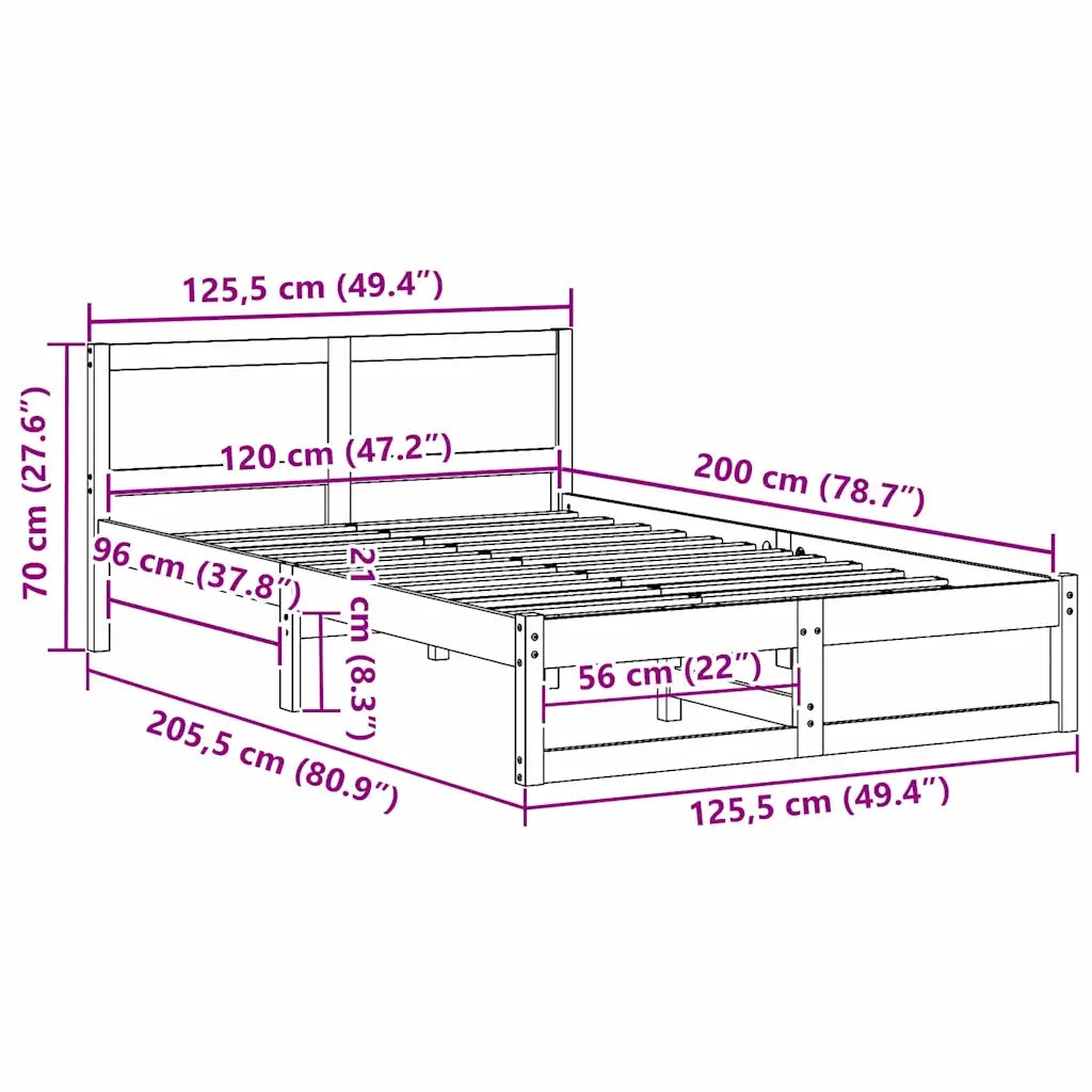 Struttura del letto Marrone cerato 120 x 200 cm Pino massello 873276