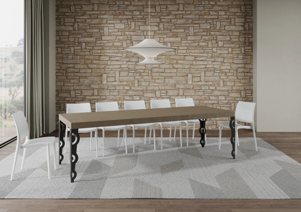 Tavolo allungabile 90x160/264 cm Karayan Premium tortora gambe antracite