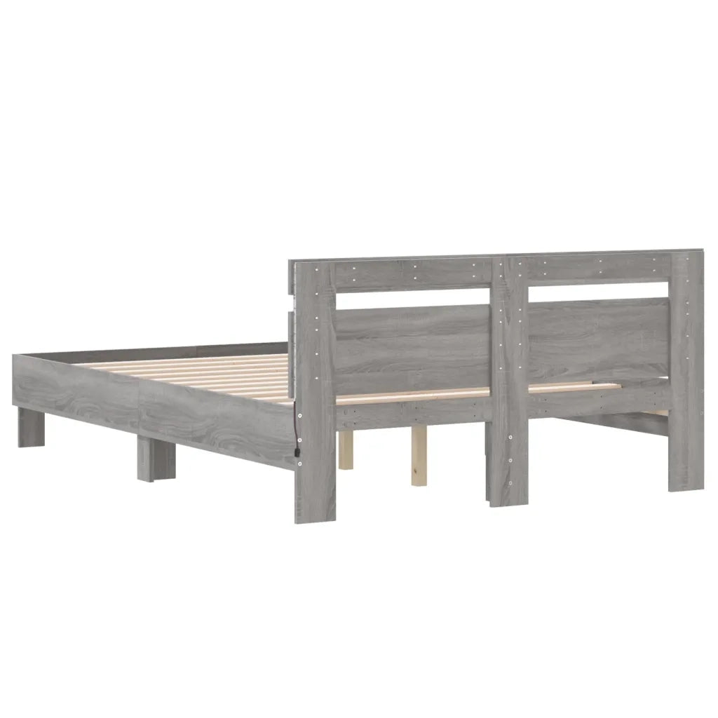 Giroletto con Testiera e LED-Struttura Letto con testiera Grigio Sonoma 135x190 cm 198567