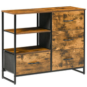 Cassettiera con 4 Cassetti Tessuto e 2 Ripiani Stile Industriale ¨C zephmum ¨C 84x30x71,5 cm Marrone