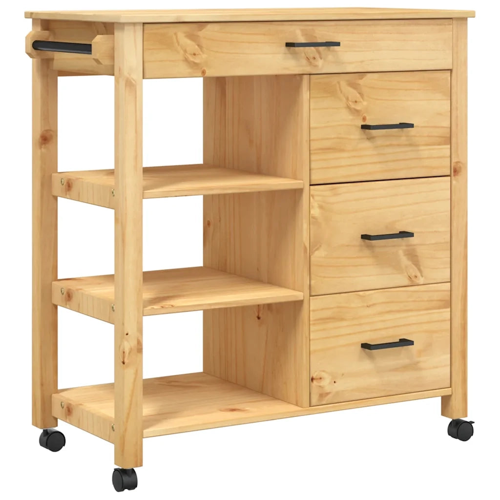 Carrello da Cucina-Scaffale per Cucina MONZA 84x40x88,5 cm in Legno Massello di Pino 610143
