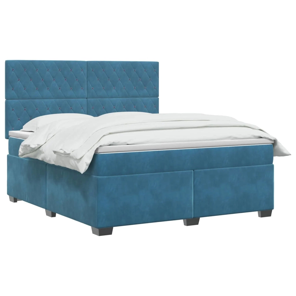 Letto box spring con materasso Blu 180 x 200 cm Velluto 3453690