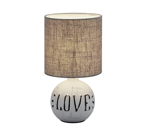 Lampada Tavolo Abat Jour Comodino Ceramica Love Paralume Marrone Esna GD Trio