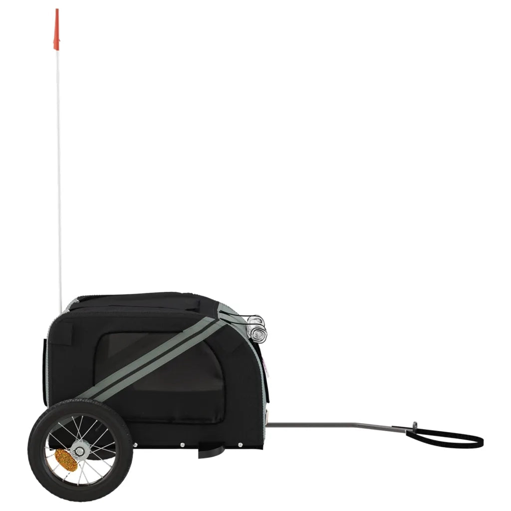 Rimorchio da Bici per Animali Grigio e Nero Oxford e Ferro CFW3930258