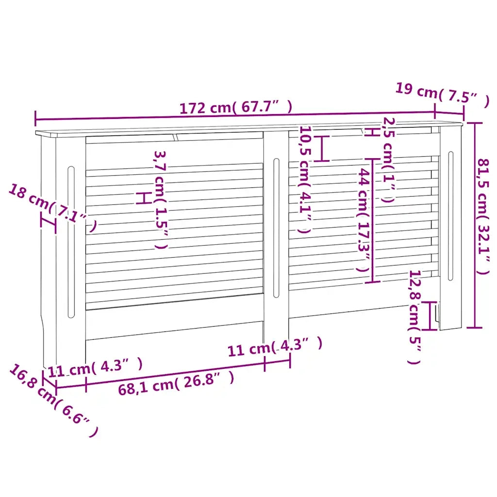 Coperture per Radiatori 2 pz Bianche 172x19x81,5 cm in MDF CFW5692384