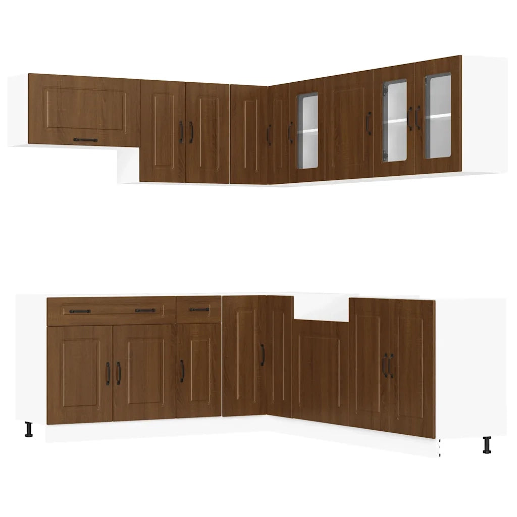 vidaXL Set Mobili da Cucina 11 pz Kalmar Rovere Marrone in Truciolato