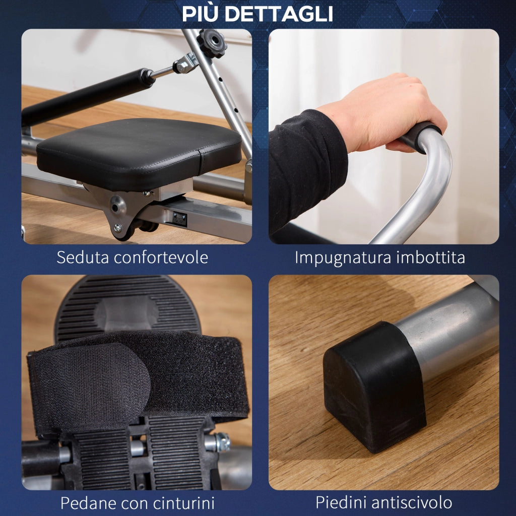 EasyComfort Vogatore Pieghevole, 4 Livelli di Resistenza e Display, Acciaio e ABS, 129x70x70 cm