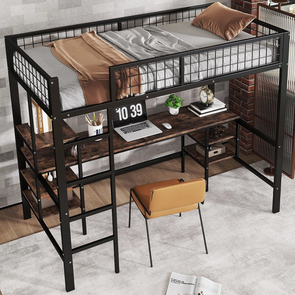 LETTO a castello 90x200 cm in metallo e legno nero