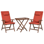 Set da giardino in acacia massiccia naturale con cuscini rosso in stile rustico