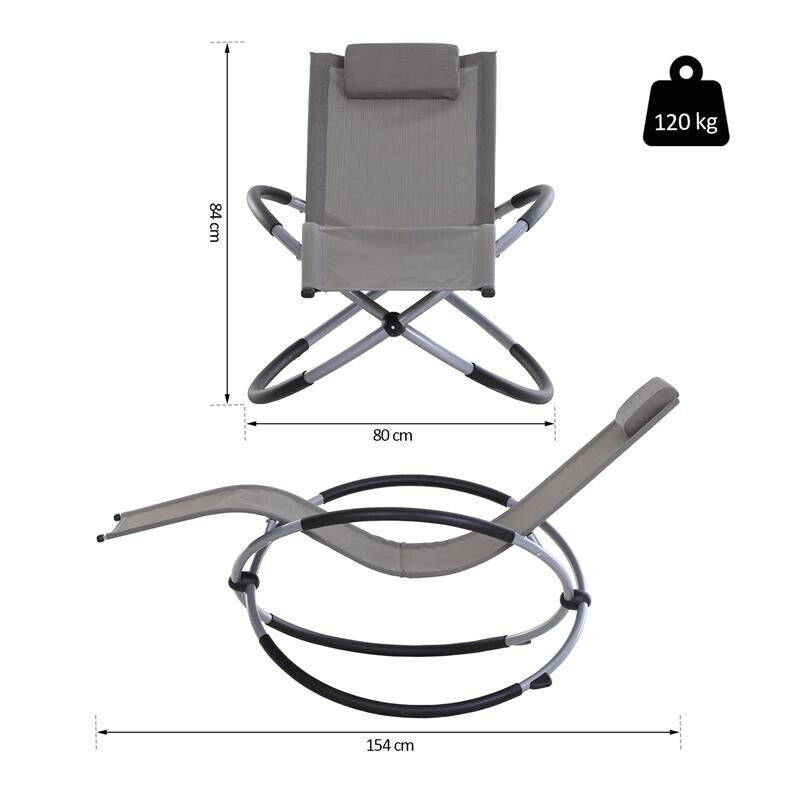SEDIA A DONDOLO IN TEXILENE ZERO-GRAVITY 154 X 80 X 84 CM GRIGIO