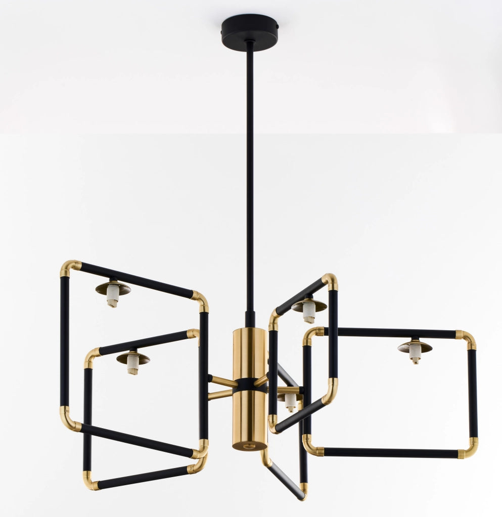 Lampadario moderno nero oro sfere vetro 5xG9 Jupiter