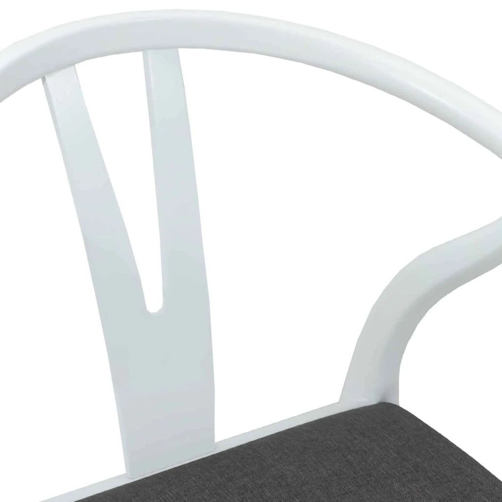 Sedia da pranzo 2 pcs Bianco e Grigio Legno di gomma solido