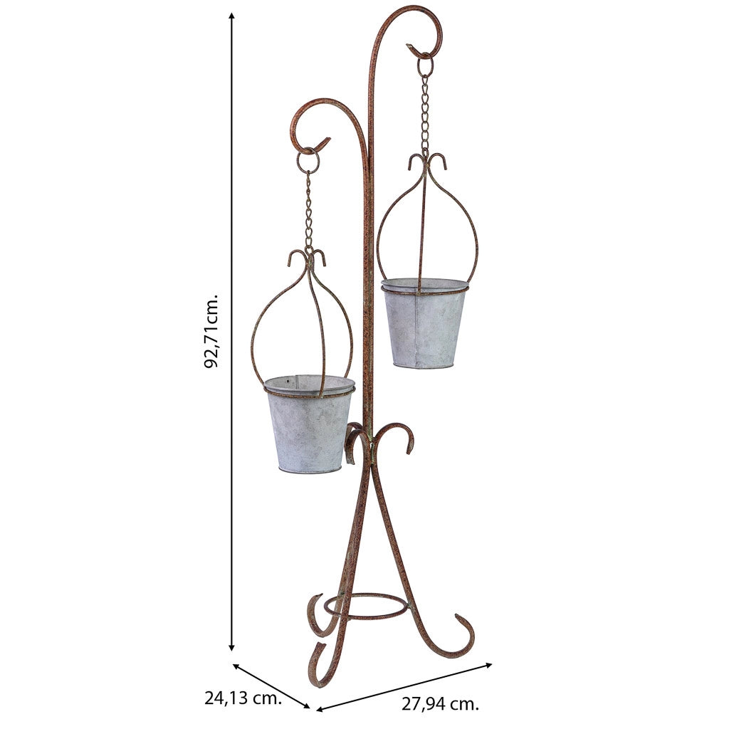Supporto in metallo per 2 vasi rame 27,94x24,13x92,71h cm
