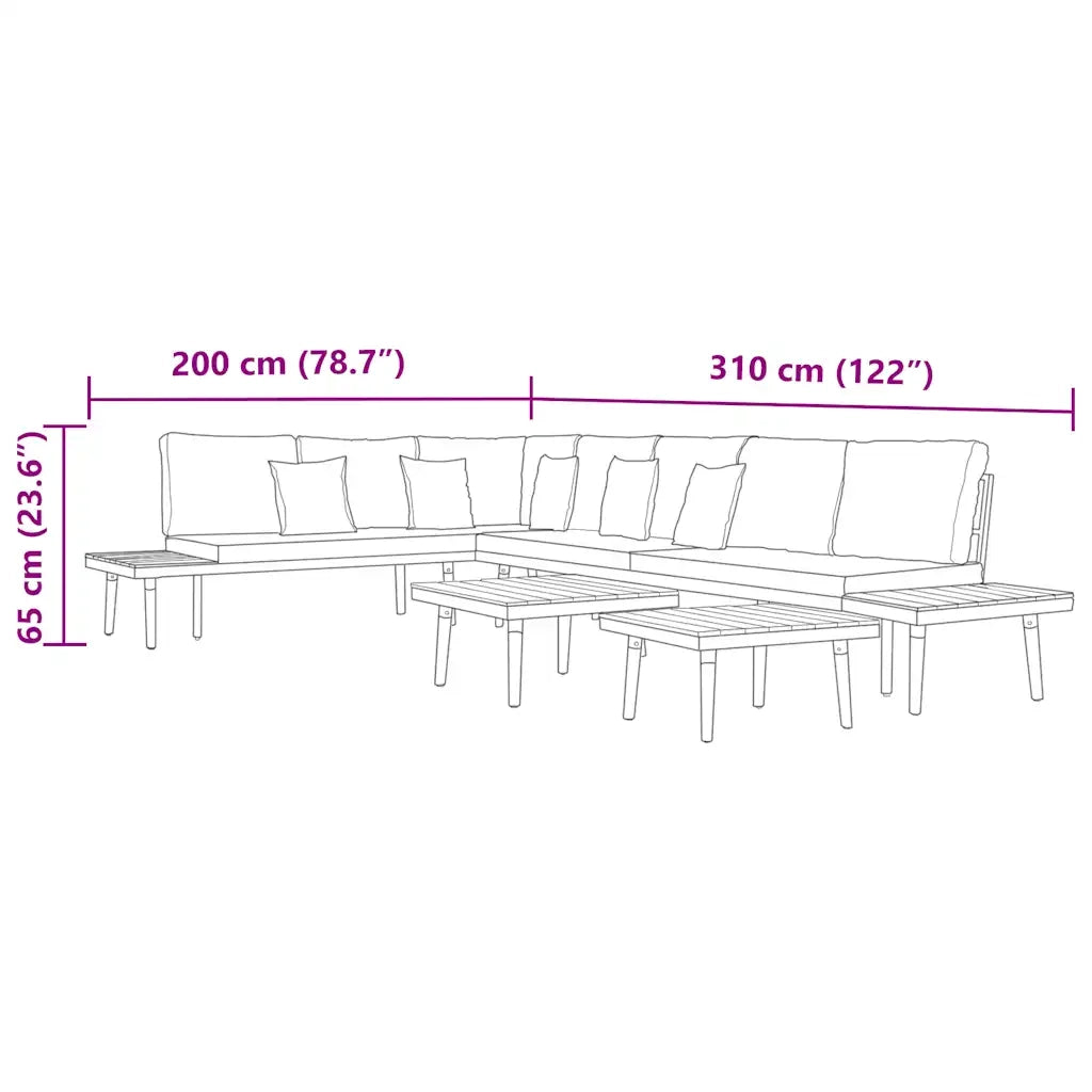 Set Divani da Giardino 7 Posti con Cuscini Legno Acacia Marrone cod mxl 35060