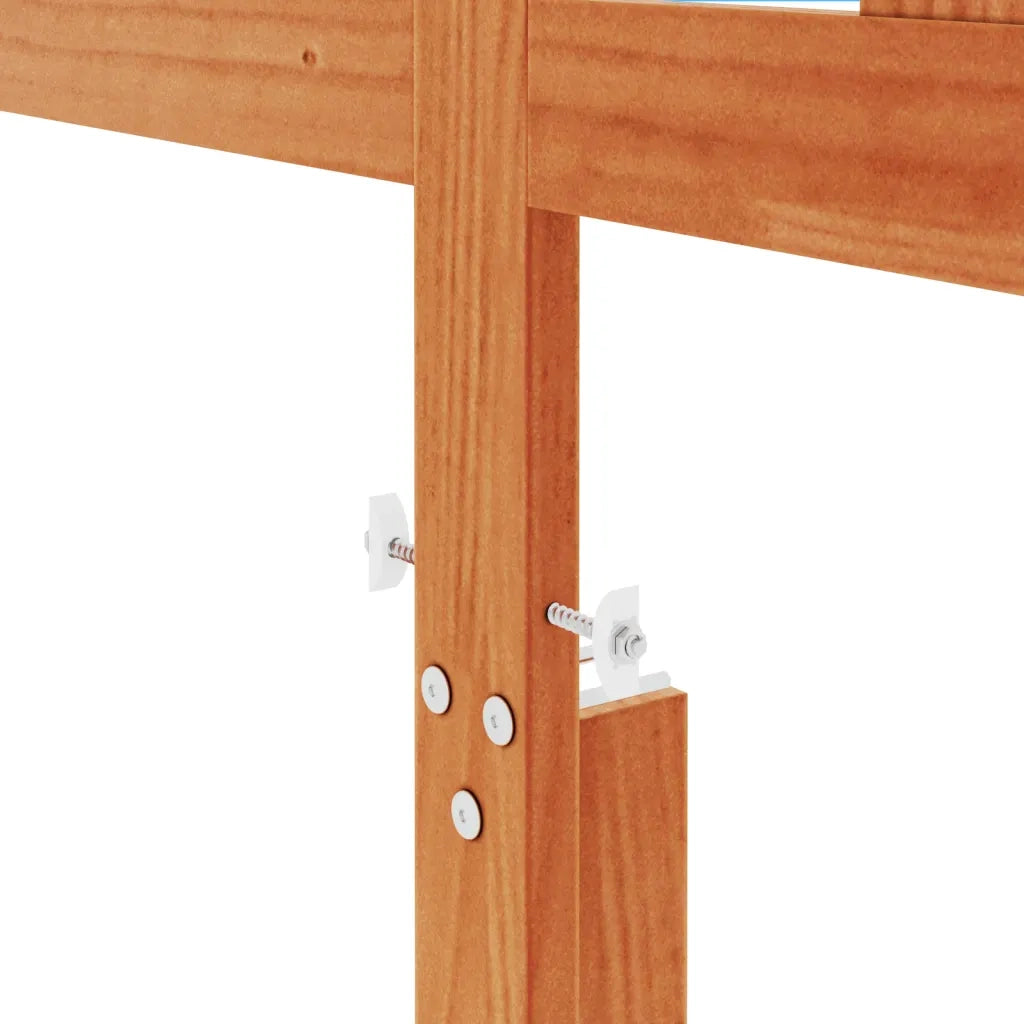 Testiera Marrone Cera 135 cm in Legno Massello di Pino 844210