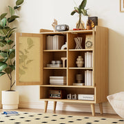 OKWISH Scarpiera 2 Ante e 5 Ripiani, Apertura a Pressione, per Ingresso, 80 x 35 x 105 cm, Rovere Chiaro