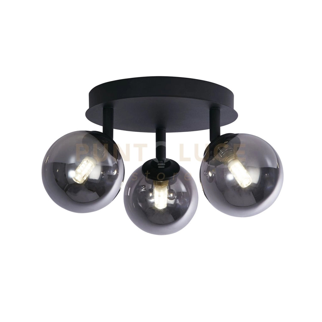 Crosby 3Lt Semi-Flush - Metallo nero e vetro fumé