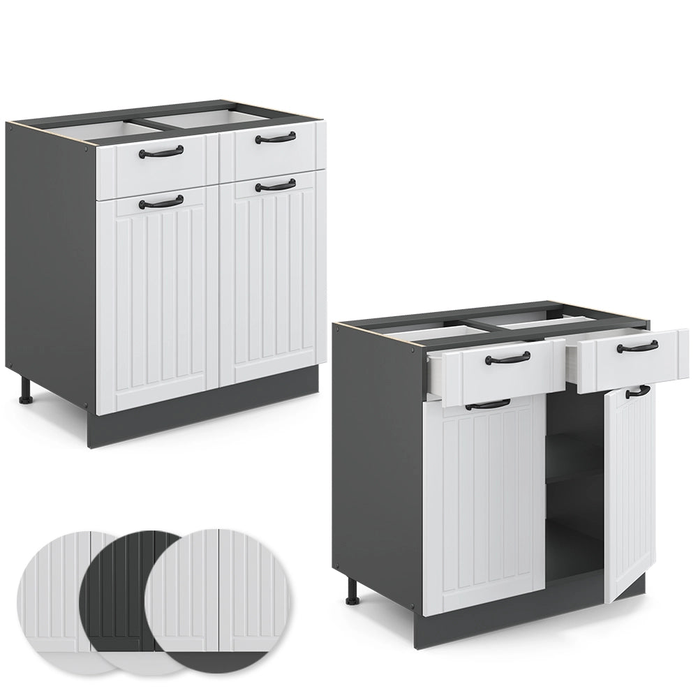 Vicco Mobiletto base per cucina Bianco casa di campagna 80 cm senza piano di lavoro